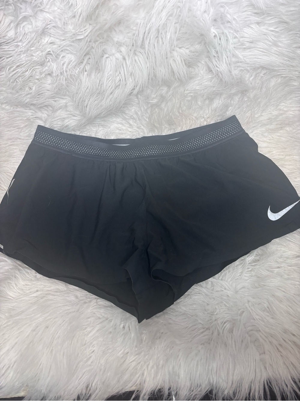 Nike Women's Black Athletic Running Shorts with White Swoosh